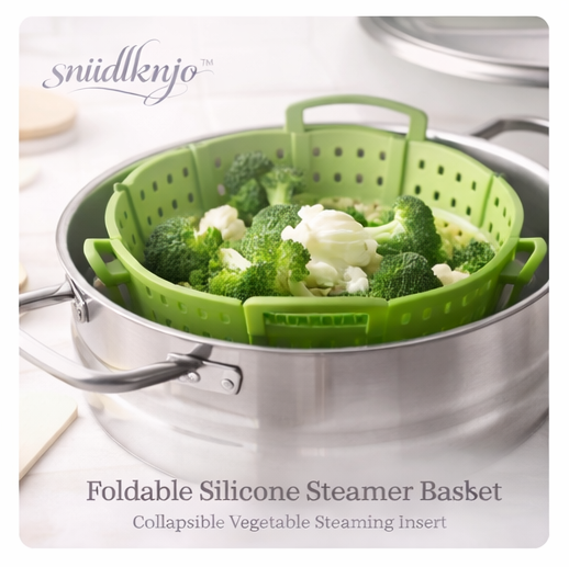 sniidlknjo™ Foldable Silicone Steamer Basket – Collapsible Vegetable Steaming Insert