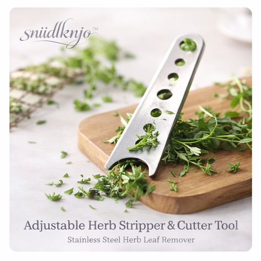 sniidlknjo™ Adjustable Herb Stripper & Cutter Tool – Stainless Steel Herb Leaf Remover